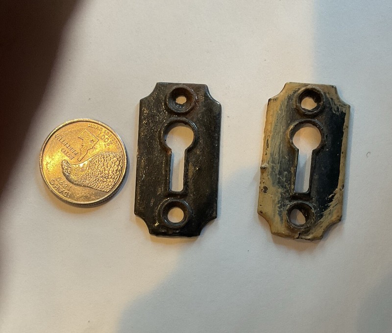 Vintage Rectangular Two A Pair Of Escutcheon Keyhole