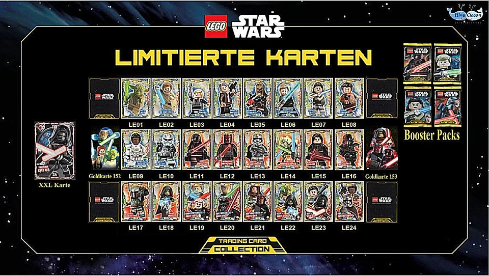 Lego Star Wars Trading Cards Card Game Gold Serie 1, 2,3,4 limitiert LE1-LE24