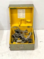 USSR Marine Sextant – Vintage CCCP Ship Navigation Tool, Yellow, Salvaged