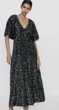 SALE BN ZARA SEQUIN PEARL DRESS BLACK SHORT SLEEVE Maxi SIZE Medium 2488/144