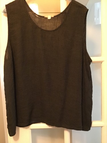 Eileen Fisher XL organic linen sleevless check top - Picture 2 of 4