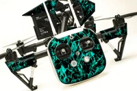 DJI Inspire 1 Quadcopter/Drone, Transmitter, Battery Wrap/Skin | Lt Blue Flames
