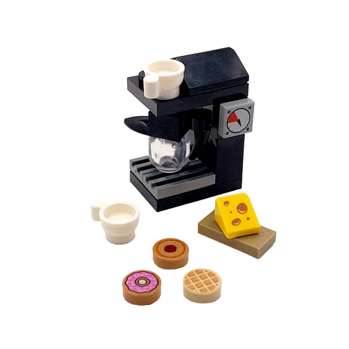 LEGO® figurine alimentaire machine à café et tasses et beignets fromage meubles de cuisine - Photo 1/2