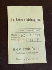 H. & W. Perrin Co. Mainspring for Peseux 150, AS 1677, 1735, 1736, Ebel 50, 56 -