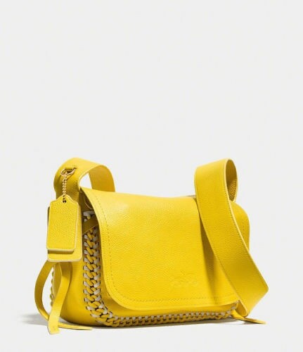 New Coach Dakotah Flap Whipstitch Handbag Crossbody Yellow 35714