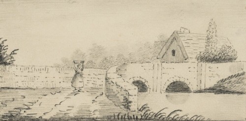 Magd an Steinbrücke, Bleistift Romantik Berufsleben 1800-184 Unbekannt (19.Jhd)