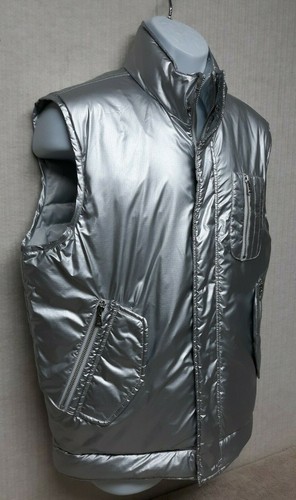 KENNETH COLE New York - Men's DOWN FILLED PUFFER JACKET VEST - SILVER - Size L - Picture 2 of 10