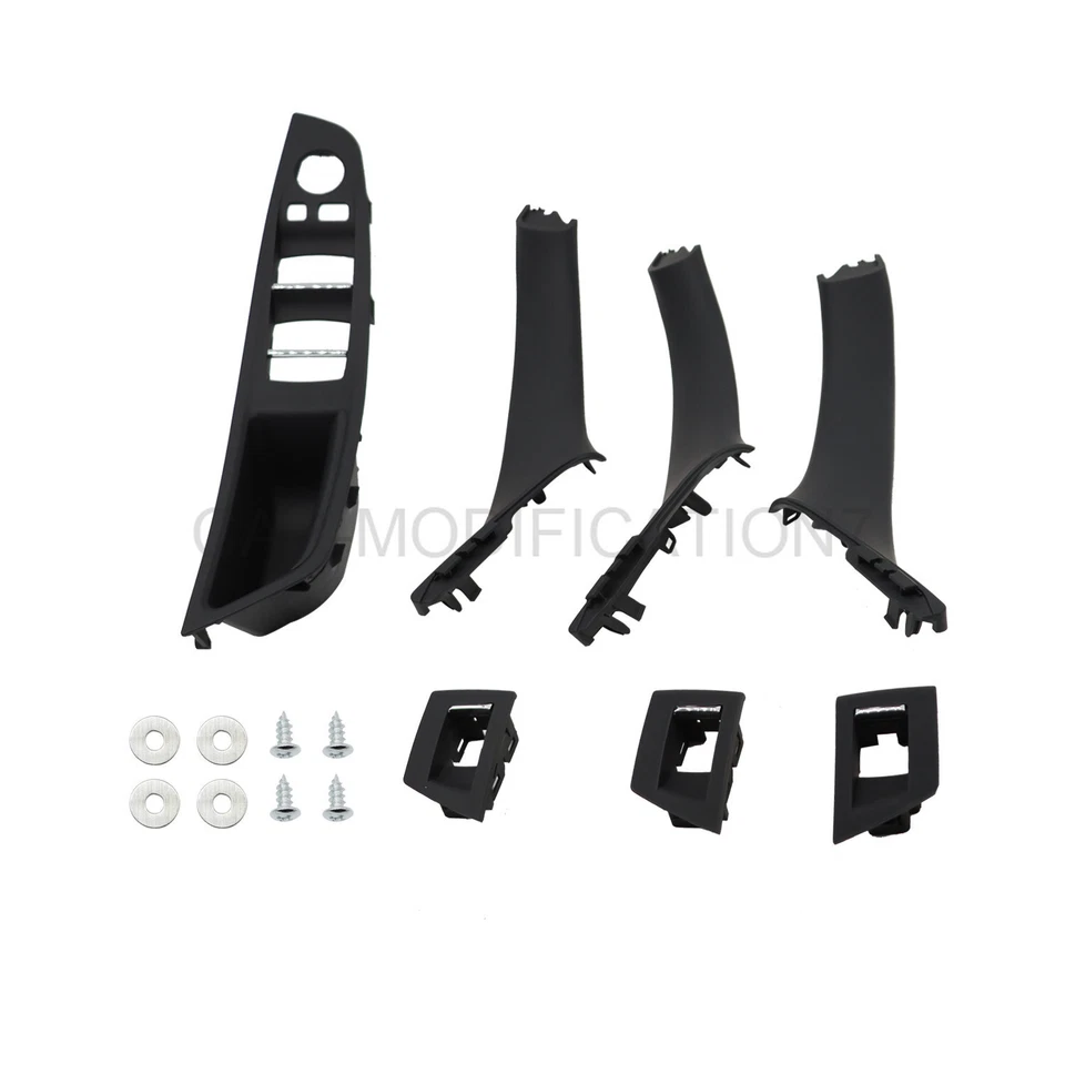 Juego de 7 cubiertas de moldura de manija de panel de puerta interior negro para BMW Serie 5 F10 F11 Foto 2 de 4