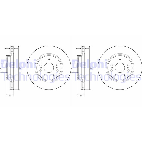 2X Delphi Bremsscheiben 280Mm BelÜFtet Vorne Passend FÜR | BG4764C-image
