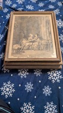 Antique Wooden Jewelry/Trinket Box ~ Picture Mirrored Lid