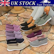 Slip On Trainers Women Wide Fit Ladies Breathable Mesh Walking Running Shoes