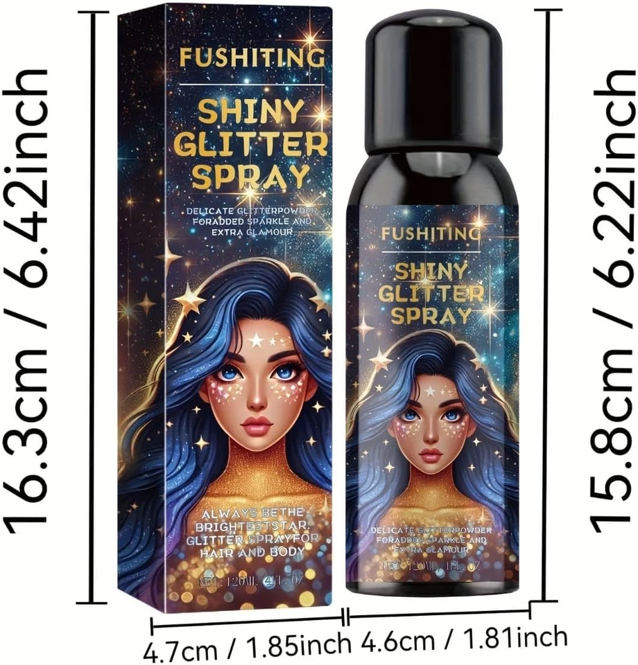 Spray Brillo Brillante para Cabello y Cuerpo - 4oz Lavable Brillo Temporal. Foto 3 de 4