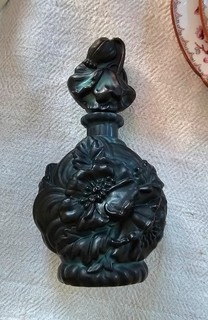 Originelle alte Schnupftabak Flasche? Parfümflacon? aus Malachitglas ocemisch