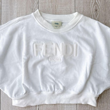Fendi Kids White Crop Sweatshirt 12A US12Y Sporty Style Me