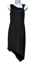 David Meister Dress Black Sleeveless Asymmetric Midi Size 6 LBD