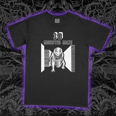 3D Monster Maze T-Shirt Sinclair ZX81 Retro Gaming Survival Horror T-Rex Tee