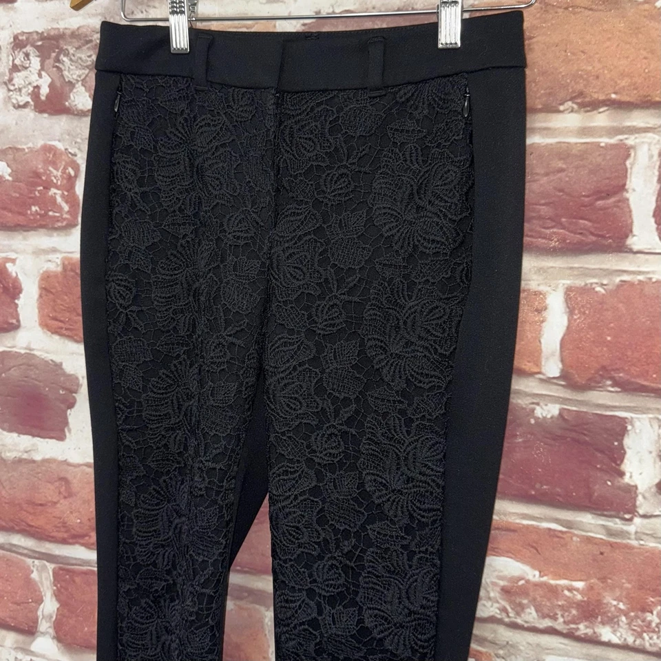 Calça de tornozelo feminina White House Black Market fina 4 calças bordadas florais - Imagem 4 de 4