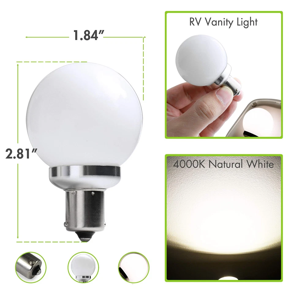 12V RV Led Light Bulbs BA15s 20-99/1141 1156 12V Vanity Replacement Bulbs for... - Image 2 of 4