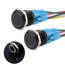19mm Momentary Push Button Switch Waterproof 12V-24V 1NO 1NC Black Aluminium ...
