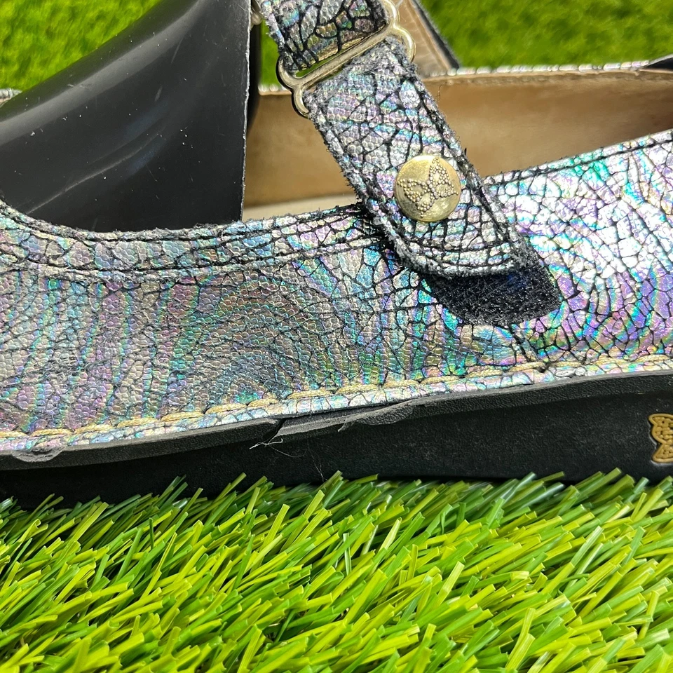 Zueco clásico para caminar Alegria Belle Mary Jane para mujer talla 9,5 azul plateado Foto 4 de 4