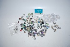 Lot of 120 European Style Charm Beads Silver Tone