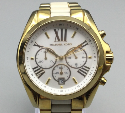 Michael Kors Chronograph Acetate Watch MK5743 Michael Kors MK5743 Bradshaw Chronograph White Dial Two-tone  main image 4