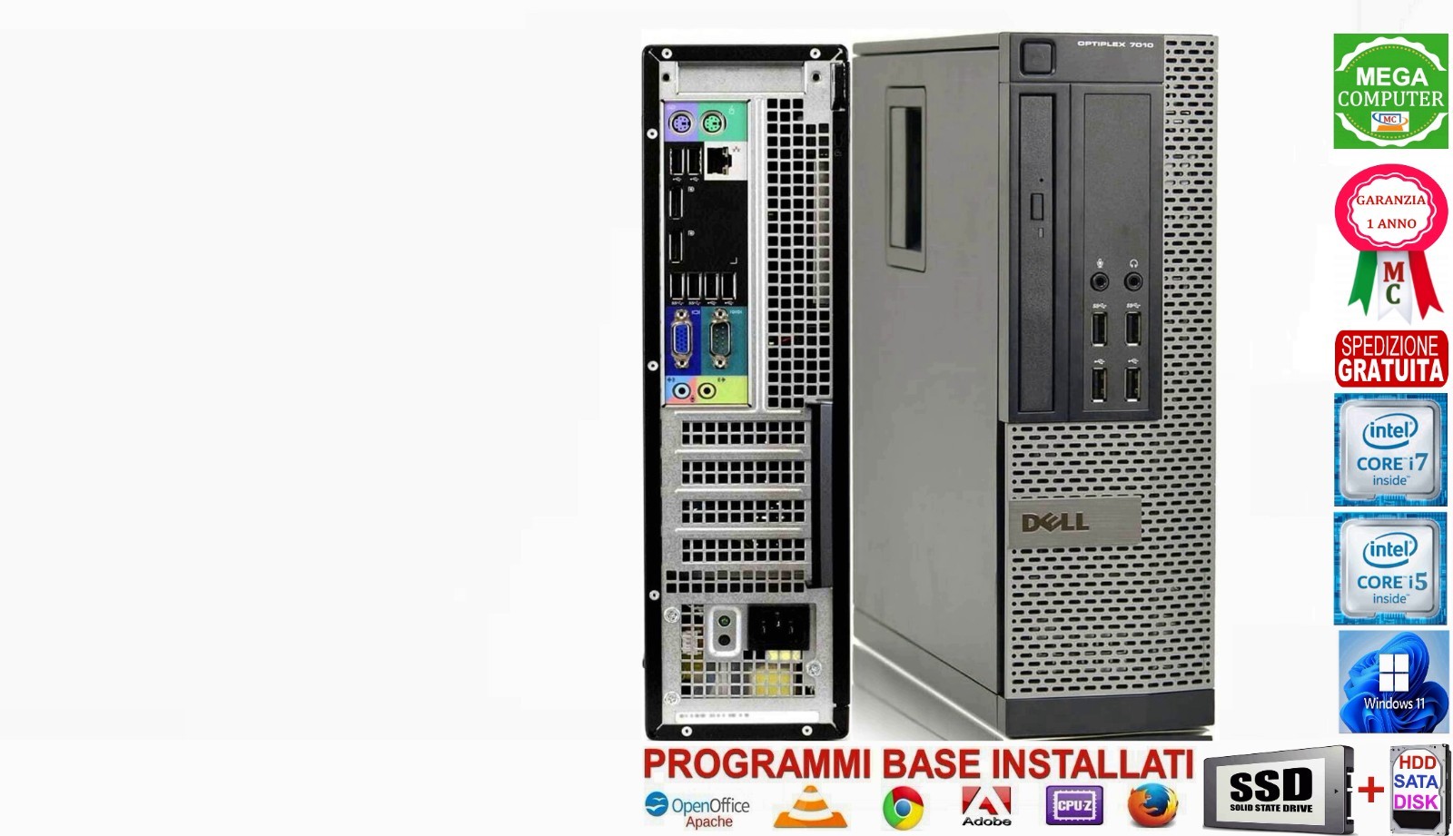 COMPUTER DELL 7010 SFF CPU INTEL CORE i5 3470 RAM 16 GB SSD ANTIVIRUS WINDOWS 11