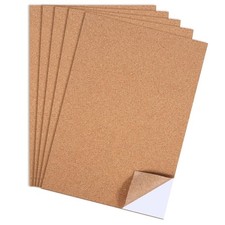 5 Pack Adhesive Cork Sheets for Crafts, 1mm Thin Cork Sheets with Adhesive