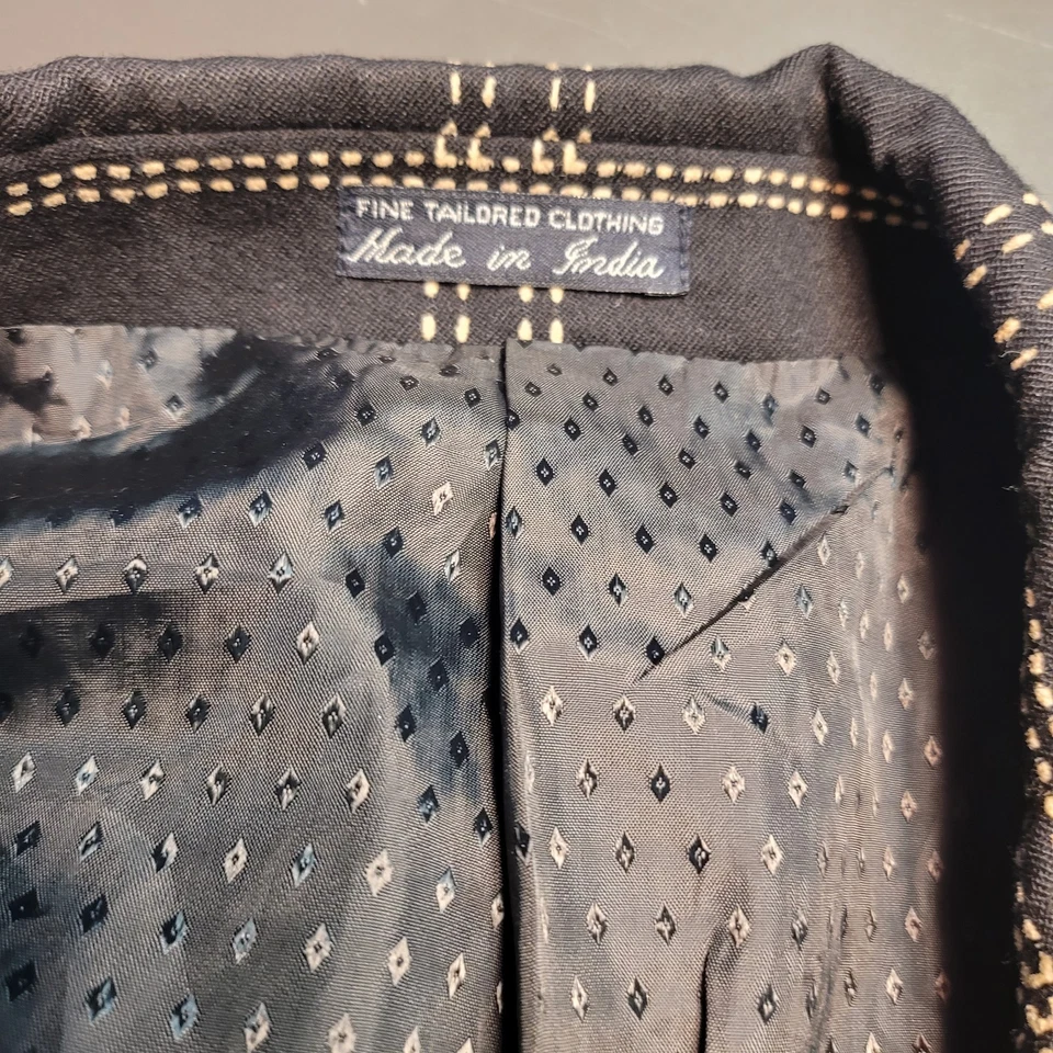 Casaco masculino Steve Harvey Collection blazer preto 49L lã bordado SH7007 - Imagem 4 de 4