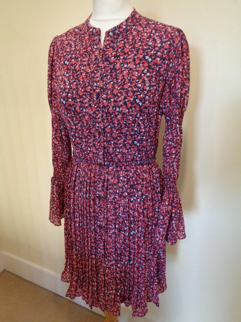 MICHAEL KORS NUOVISSIMO ABITO MULTICOLORE DITSY FLOREALE CON GONNA PLISSETTATA XS