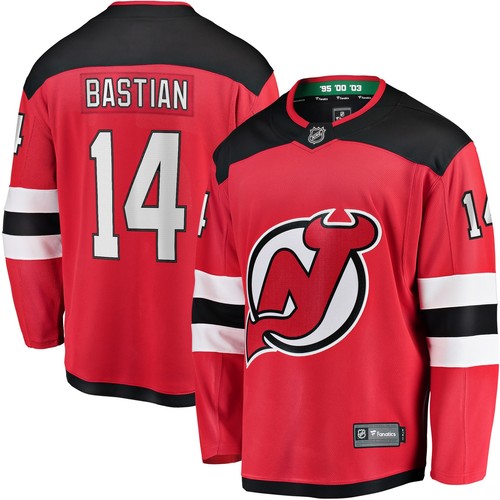 Men's Fanatics Nathan Bastian Red New Jersey Devils Home Breakaway Player Jersey
