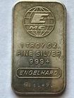 Engelhard E-MC 1oz .999 Fine Silver Bar, Logo Serial# PS 61478 Toned