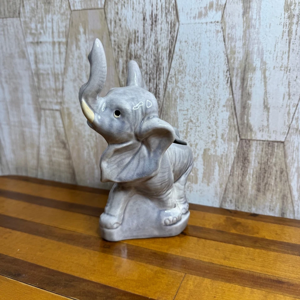 Винтажный керамический слон горшок держатель фигурка 1959 середины века декор - Изображение 3 из 4