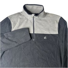 Brooks Brothers Fleece 1/4 Zip Sweater Mens M Pullover Black  Gray w/ Logo