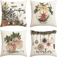 Holiday Throw Pillow Covers Set