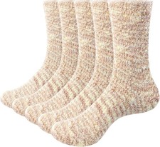 YUEDGE 5 Pairs Fuzzy Socks for Women Soft Cozy Plush Fluffy Warm Winter Thermal
