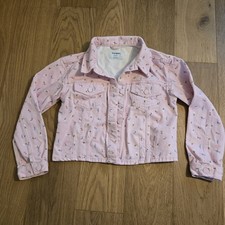 Old Navy Girls Pink Spring Floral Denim Jacket XL 14-16 Button Pockets