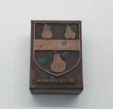 Vintage Copper Printing Block Worcestershire Coat of Arms
