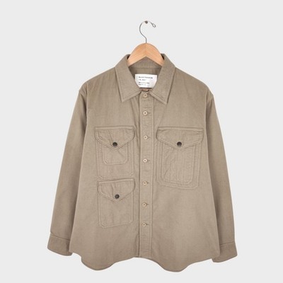 MOUNTAIN RESEARCH Herren Made in Japan Khaki Gebürstet Flanell FL Overshirt - L