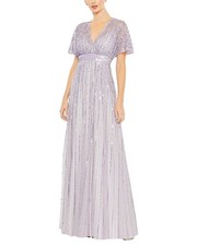 Mac Duggal Sequined Butterfly Sleeve Flowy Gown Women's
