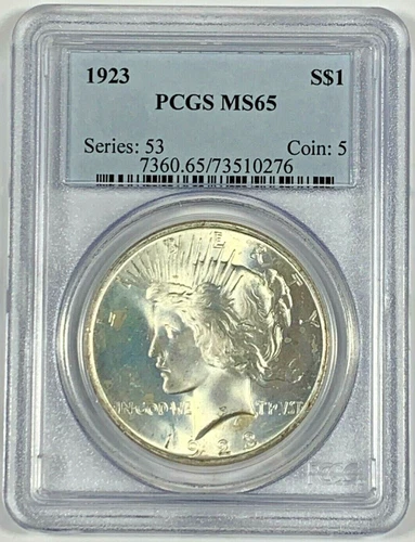1923 PCGS MS65 Peace Silver Dollar - Price Guide $185