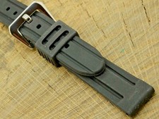 Vintage 18mm Silicon Diver's Watch Band with Silver Tone Buckle NOS Unused