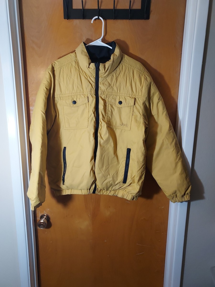 Vintage Jeep Mens X Large Yellow Weatherproof Ski Work Coat Jacket