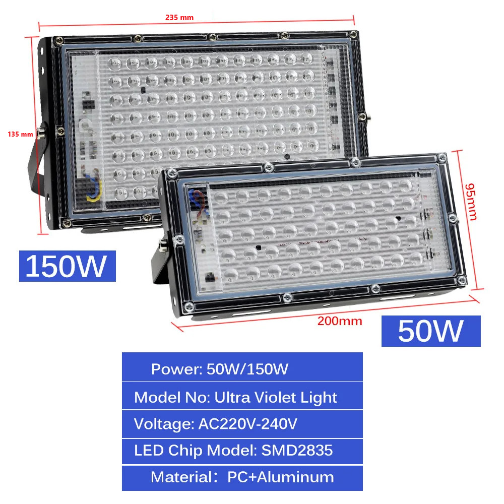Projecteur LED UV 150W lumière noire haute puissance pour soirée fluo