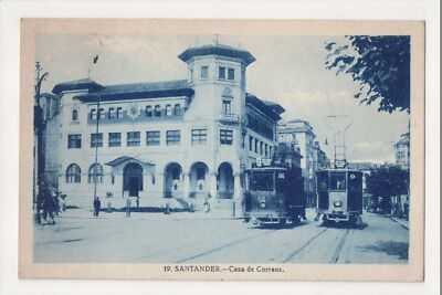 J-541 Santander Spain Casa de Correos Trolley Cars Postcard