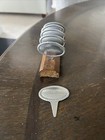 Vintage Pewter ENGRAVED CHEESE MARKERS (6) With Wooden Stand. Great Condition
