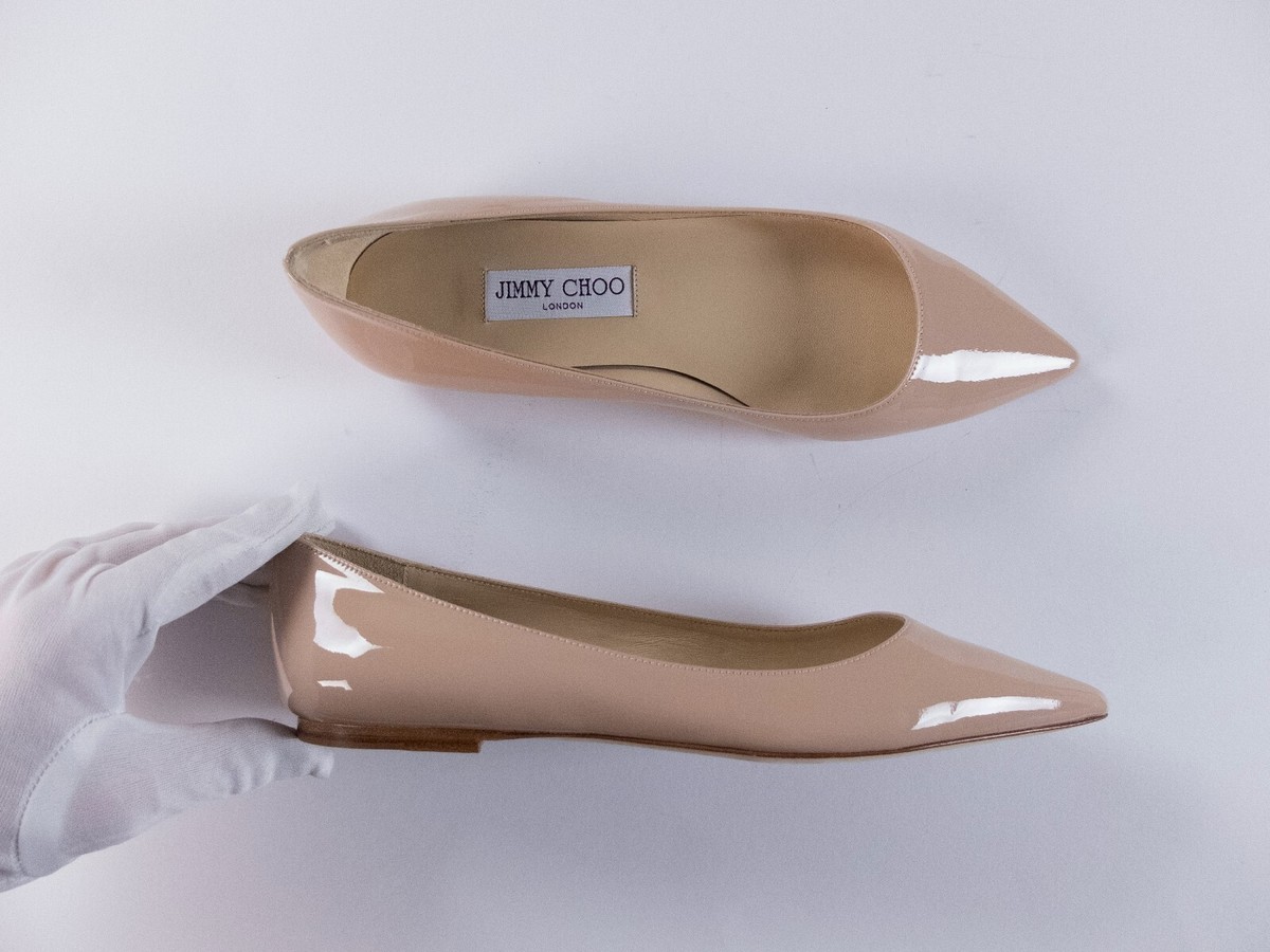 靴 JIMMY CHOO ALINA Powder Pink 37 1/2 JIMMY CHOO Alina powder pink patent leather ballet flats