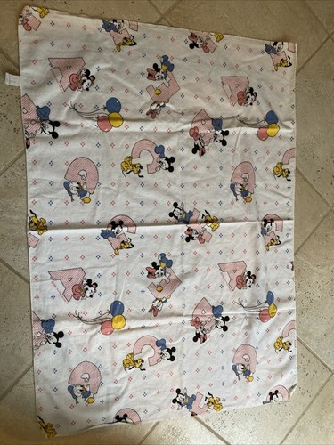 Vtg Disney Receiving Blanket 1984 Mickey Baby friends ABC’s Dundee FLANNEL 31x33 - Picture 2 of 3