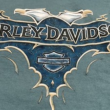 Harley Davidson T Shirt Men Large Deluxe Gillette Wyoming Teal Double Sided