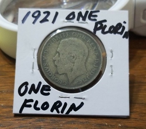GREAT BRITAIN COIN 1921 KING GEORGIVS V BRITISH SILVER ONE FLORIN - 第 1/4 張圖片